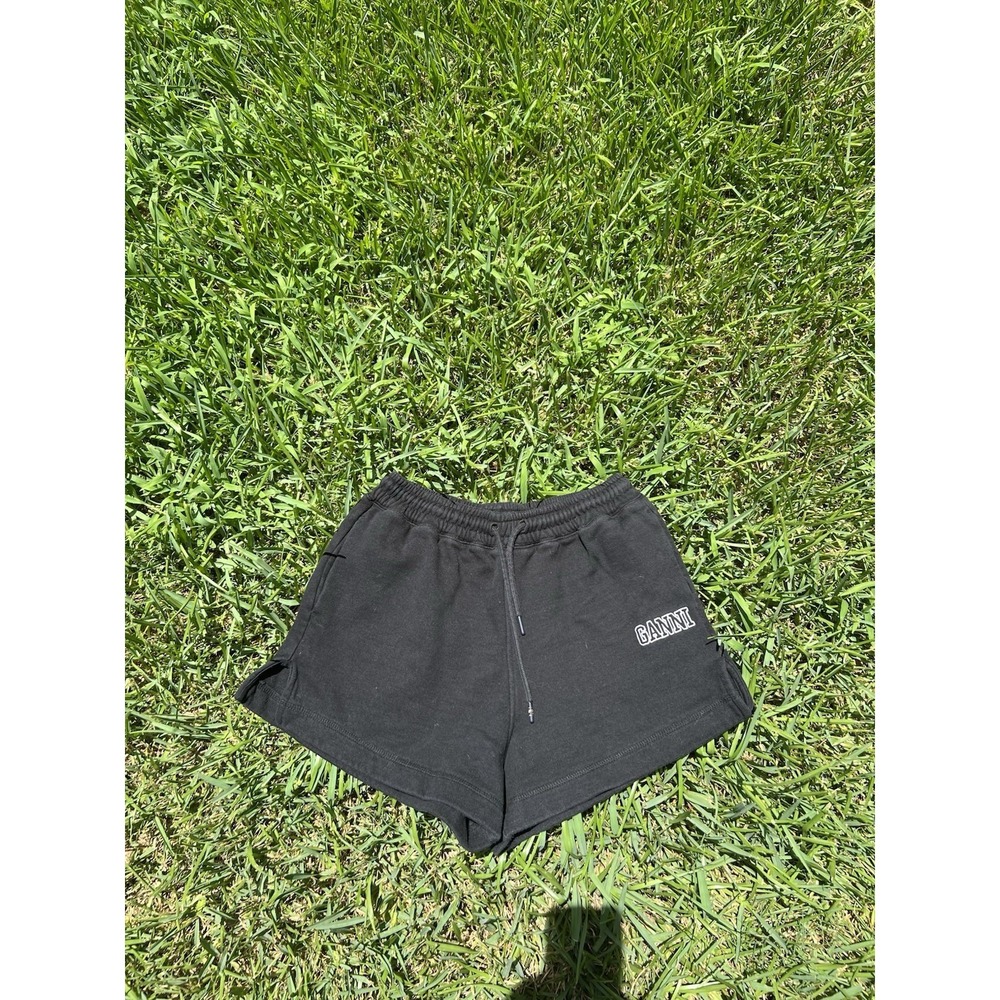 GANNI Drawstring Shorts Black Womens Size M